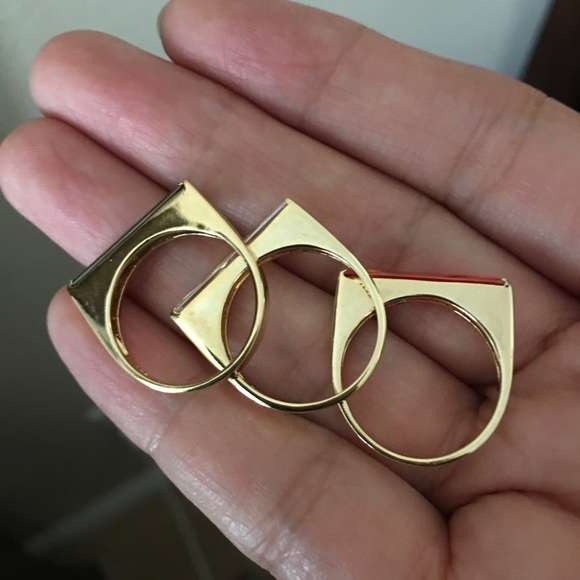 Solid sterling silver 3 stackable rings with fancy cut CZ stones - Picture 2 of 8